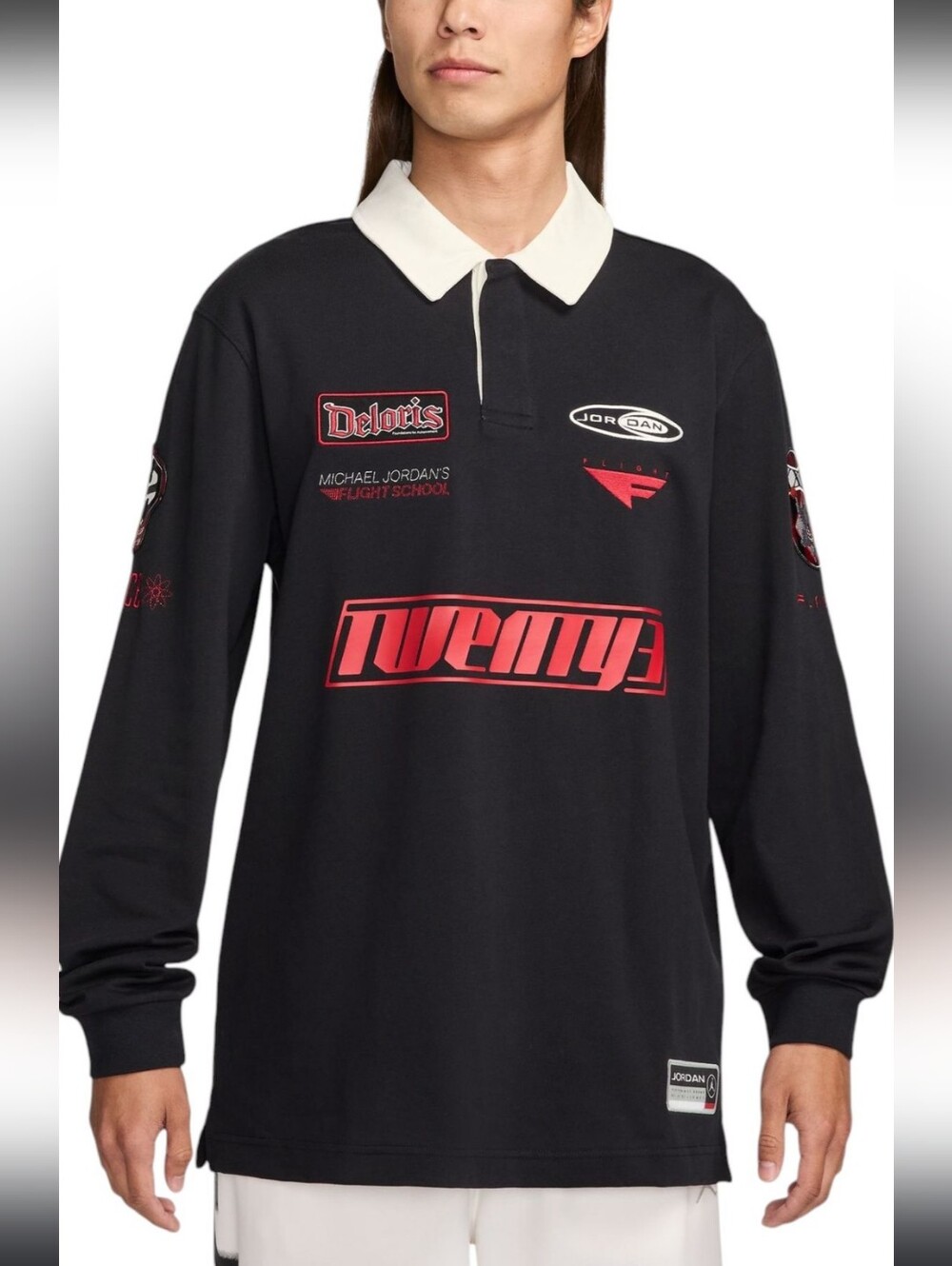 NWT Air Jordan Essentials Long Sleeve Rugby Shirt Black M HF9323-010
